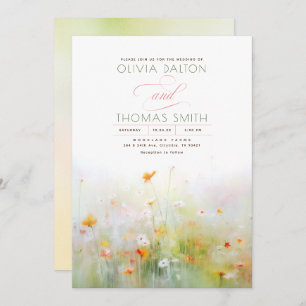 Invitation Soft Romantic Meadow Fleurs sauvages Mariage d'été