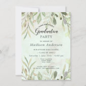 Invitation Soft romantique Botanique de verdure fête de gradu (Devant)