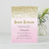 Invitation Soft Rose and Gold Sweet 16 Anniversaire Invitatio (Debout devant)