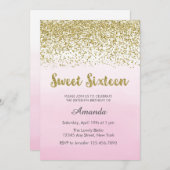 Invitation Soft Rose and Gold Sweet 16 Anniversaire Invitatio (Devant / Derrière)