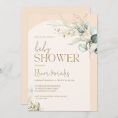 Invitation Soft rose boho Arch Baby shower (Devant / Derrière)