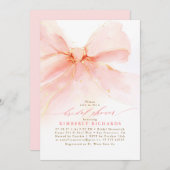 Invitation Soft Rose Bow Elegance Fête des mariées (Devant / Derrière)