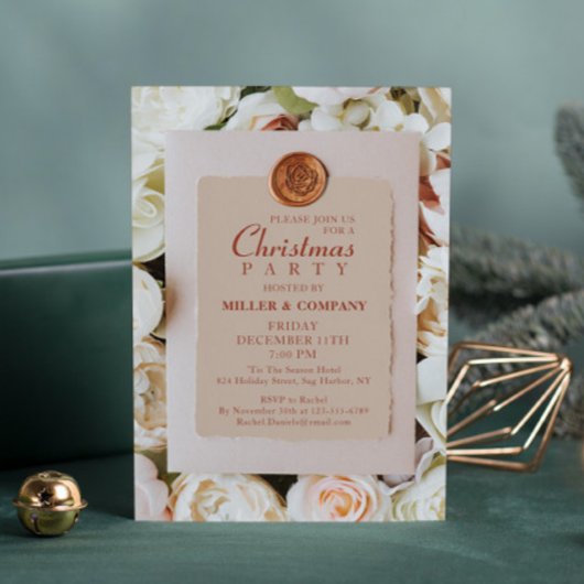 Invitation Soft Rose Floral Chic Corporate Christmas Party