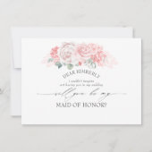 Invitation Soft Rose Floral Maid of Honor/Bridesmaid Proposit (Devant)
