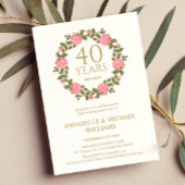 Invitation SOFT ROSE GARLAND RUBY ANNIVERSAIRE 40e Mariage