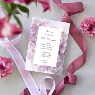Invitation Soft Rose Hydrangea Fleurs Quinceanera Parti