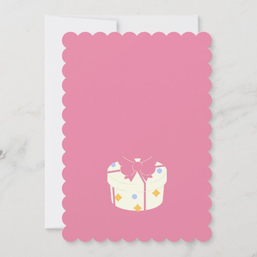 Invitation Soft Rose mignon gâteau d'anniversaire (Dos)