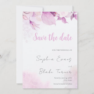 Invitation Soft rose moderne Boho Floral Feuilles Sauvez la d