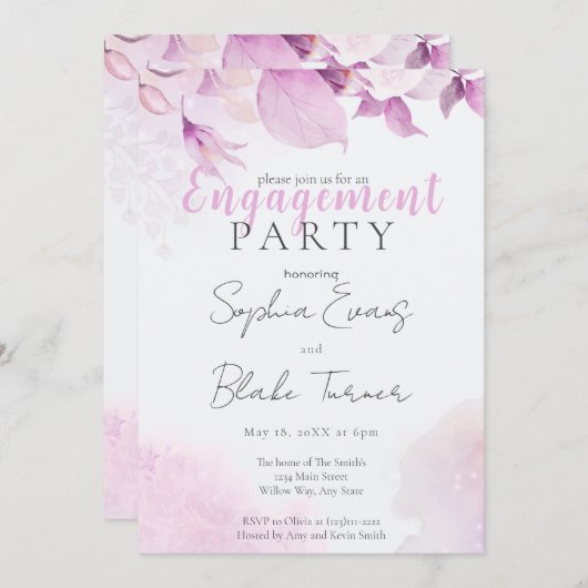 Invitation Soft rose moderne Boho Mariage (Devant / Derrière)