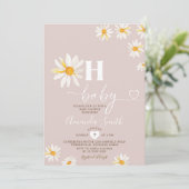 Invitation Soft Rose Oh Baby Daisy Fleurs Boho Baby shower (Debout devant)