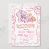 Invitation Soft rose rétro Baby Sprinkle Pajama Party (Devant)