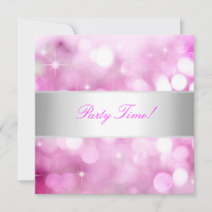 Invitation Soft Rose White Bubles Silver Lights Party