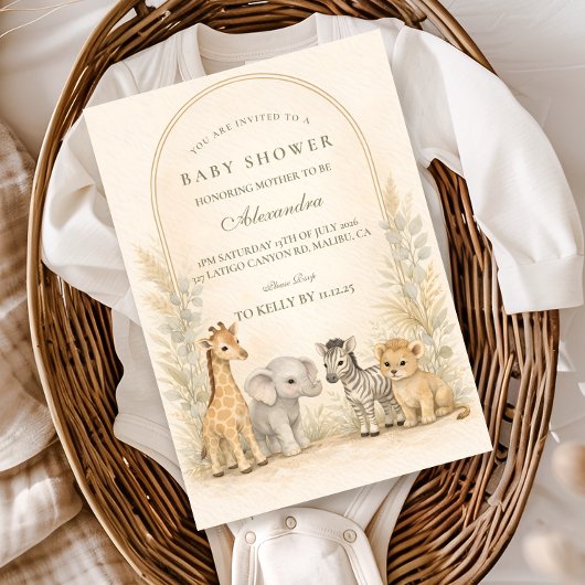 Invitation Soft Safari Jungle Baby Shower