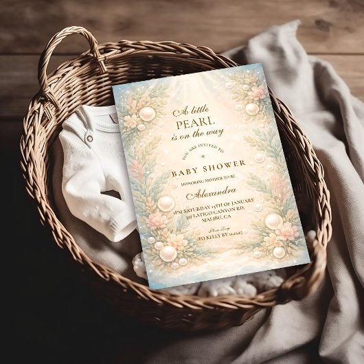 Invitation Soft Seaside Pearl Storybook Baby Shower