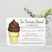Invitation Soft Sert Cone Crème de glace Social Anniversaire (Debout devant)