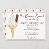 Invitation Soft Sert Cone Crème de glace Social Anniversaire (Devant / Derrière)