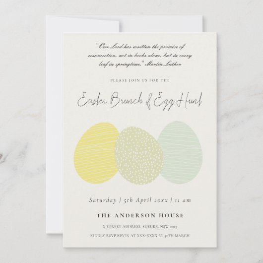 INVITATION SOFT SUBTLE PASTEL EASTER EGGS BRUNCH & EGG HUNT (Devant)