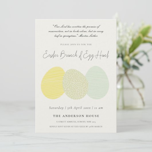 INVITATION SOFT SUBTLE PASTEL EASTER EGGS BRUNCH & EGG HUNT (Debout devant)