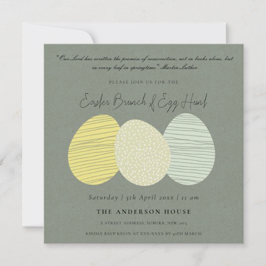 INVITATION SOFT SUBTLE PASTEL EASTER EGGS BRUNCH & EGG HUNT (Devant)