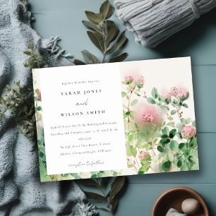 Invitation Soft Subtle Rose Aquarelle Floral Garden Mariage