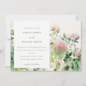 Invitation Soft Subtle Rose Aquarelle Floral Garden Mariage (Devant)