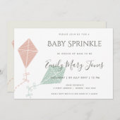 INVITATION SOFT SUBTÔT ROSE BLEU KITE BÉBÉ SPRINKLE (Devant / Derrière)