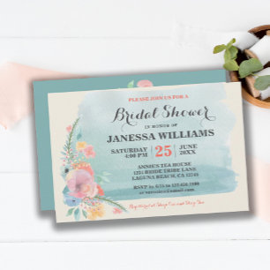 Invitation Soft & Sweet Turquoise Boho rose Fête des mariées 