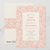 Invitation Soft Terracotta Pink Ribbons and Bows Baby Shower (Devant / Derrière)