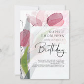 Invitation Soft tulipes élégant anniversaire (Devant)