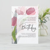 Invitation Soft tulipes élégant anniversaire (Debout devant)