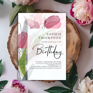 Invitation Soft tulipes élégant anniversaire