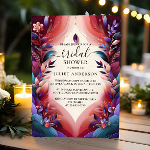 Invitation Soft Turquoise Fall Bold Jewel Tone Fête des marié