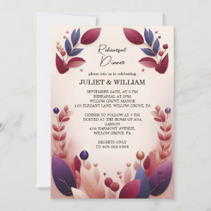Invitation Soft Turquoise Fall Bold Jewel Tone Rehearsdîner