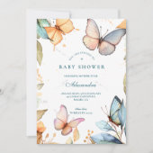 Invitation Soft Watercolor Butterfly Baby Shower (Devant)