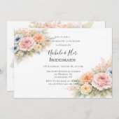 Invitation Soft Watercolor Floral Bridesmaids Luncheon (Devant / Derrière)
