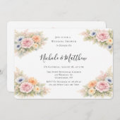 Invitation Soft Watercolor Floral Wedding Shower (Devant / Derrière)