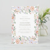 Invitation Soft Watercolor Florals Blush Pastel Bridal Shower (Debout devant)