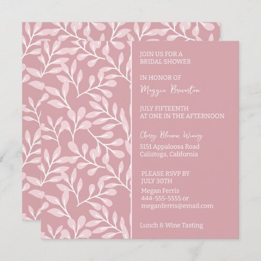 Invitation Soft White Botanical Bridal (Devant / Derrière)