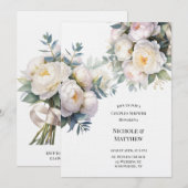 Invitation Soft White Peony with Eucalyptus Couples Shower (Devant / Derrière)