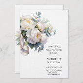 Invitation Soft White Peony with Eucalyptus Wedding Shower (Devant / Derrière)