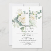 Invitation Soft White Rose and Floral  Elegant Wedding (Devant)