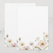 Invitation Soft Wildflower Border Watercolor Background (Devant / Derrière)