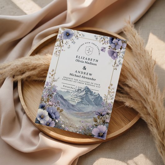 Invitation Soft Wildflower Mountain Wedding