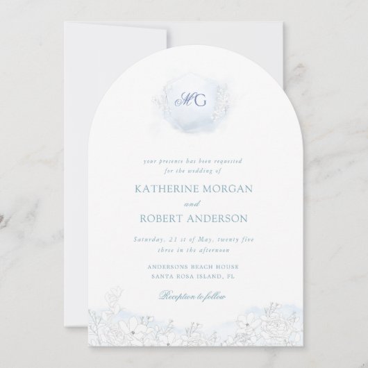 Invitation Soft Winter Touch Floral Élégant Mariage (Devant)