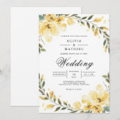Invitation Soft Yellow Bloom Arch Wedding (Devant / Derrière)
