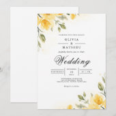 Invitation Soft Yellow Botanical Flourish Wedding (Devant / Derrière)