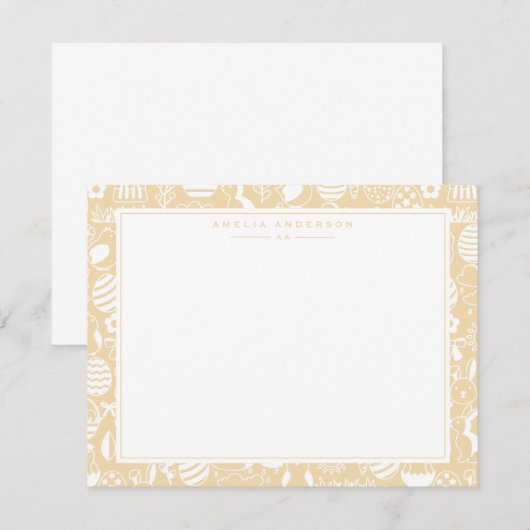 Invitation Soft Yellow Easter Egg Frame Note Card (Devant / Derrière)