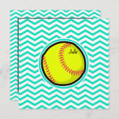 Invitation Softball ; Aqua Green Chevron (Devant / Derrière)
