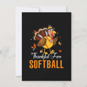 Invitation Softball Ball Turkey Thanksgiving Day Funny Sport