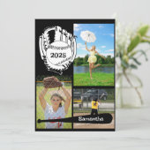 Invitation Softball/ Baseball 3 Photo Black Graduation (Debout devant)